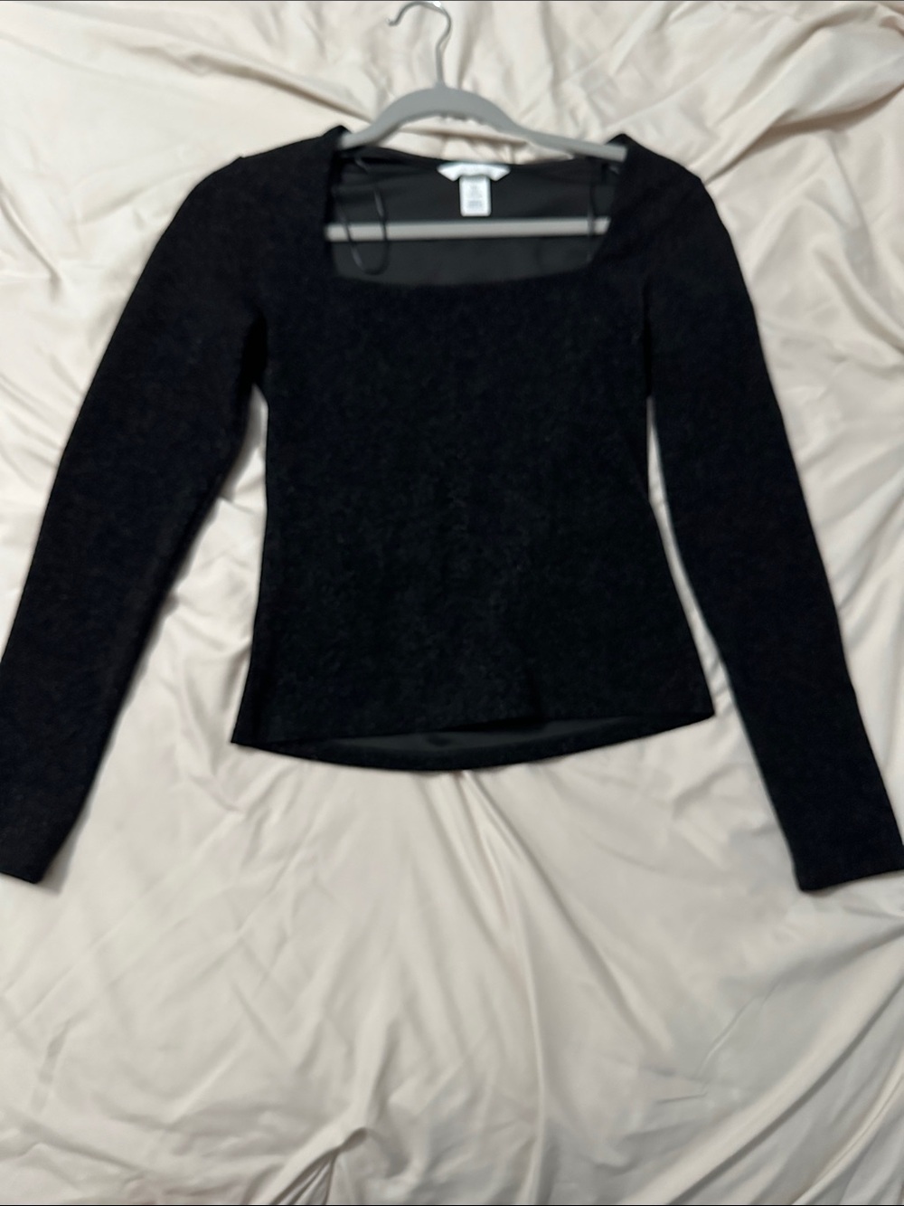 H&M Black Sparkle Square Neck Long Sleeve Top
